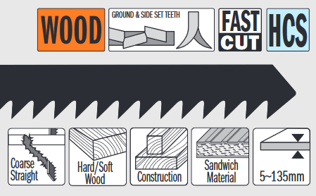 Stingsagarblöð fas cut 3st 180mm 5-135mm - Image 2